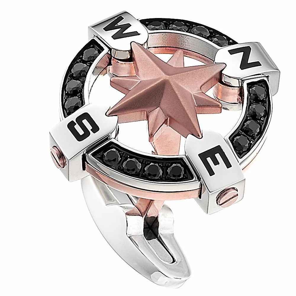 Zancan Gemelli Zancan In Acciaio Nero Con Rosa Dei Venti