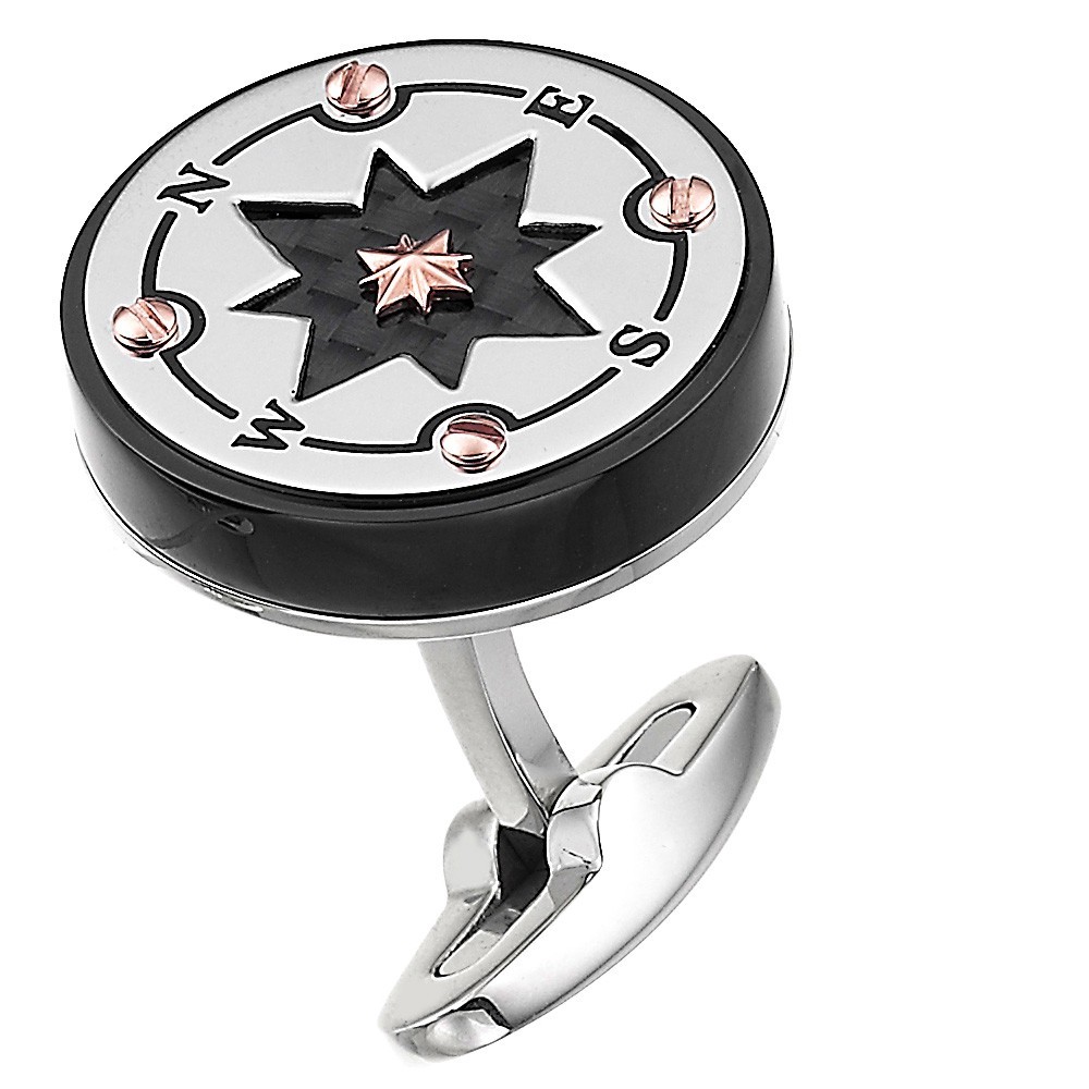 Zancan Gemelli Zancan In Acciaio Nero Con Rosa Dei Venti