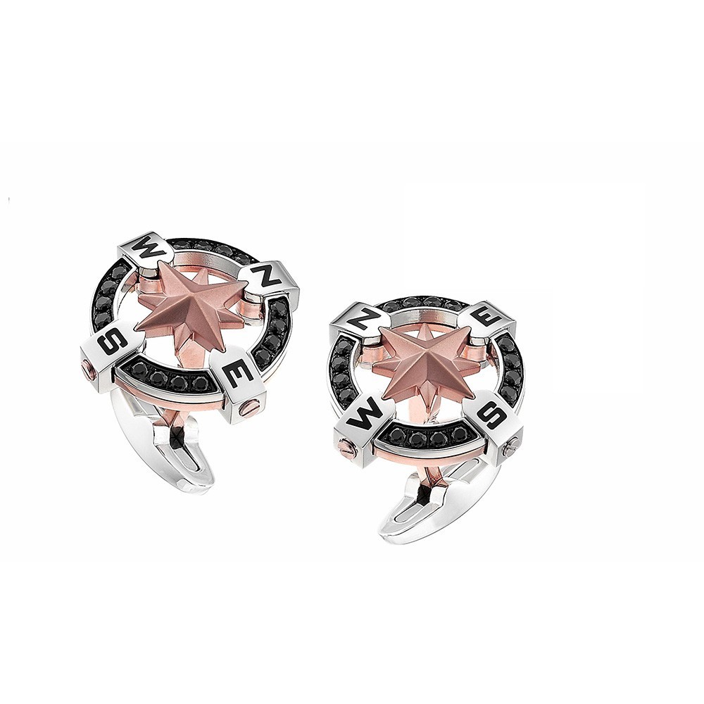 Zancan Gemelli Zancan in acciaio nero con rosa dei venti