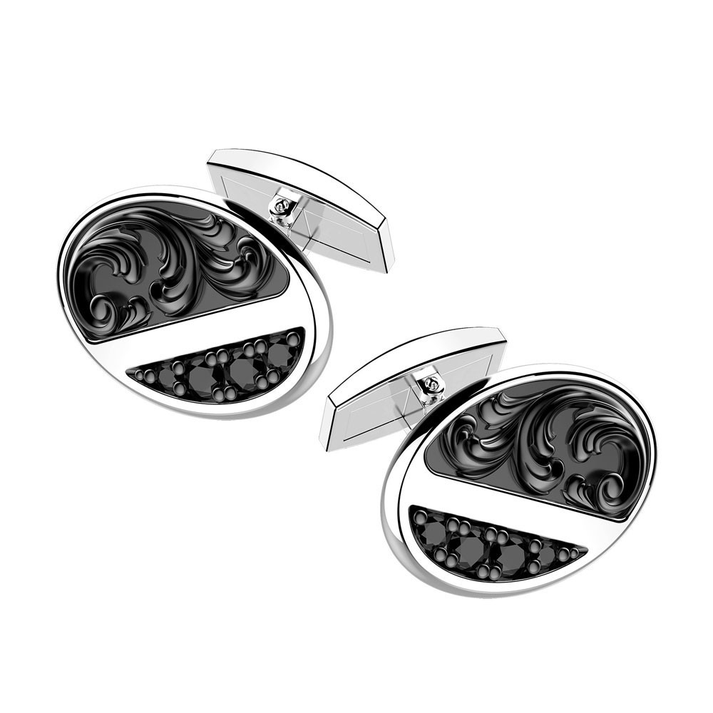 Zancan Gemelli Zancan ovali in argento brubito e pietre nere