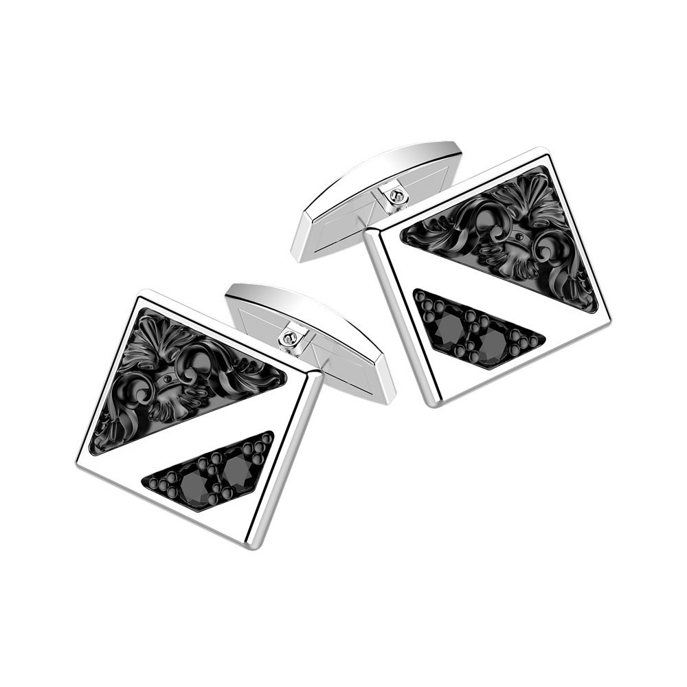 Zancan Gemelli Zancan quadrati in argento brubito e pietre nere