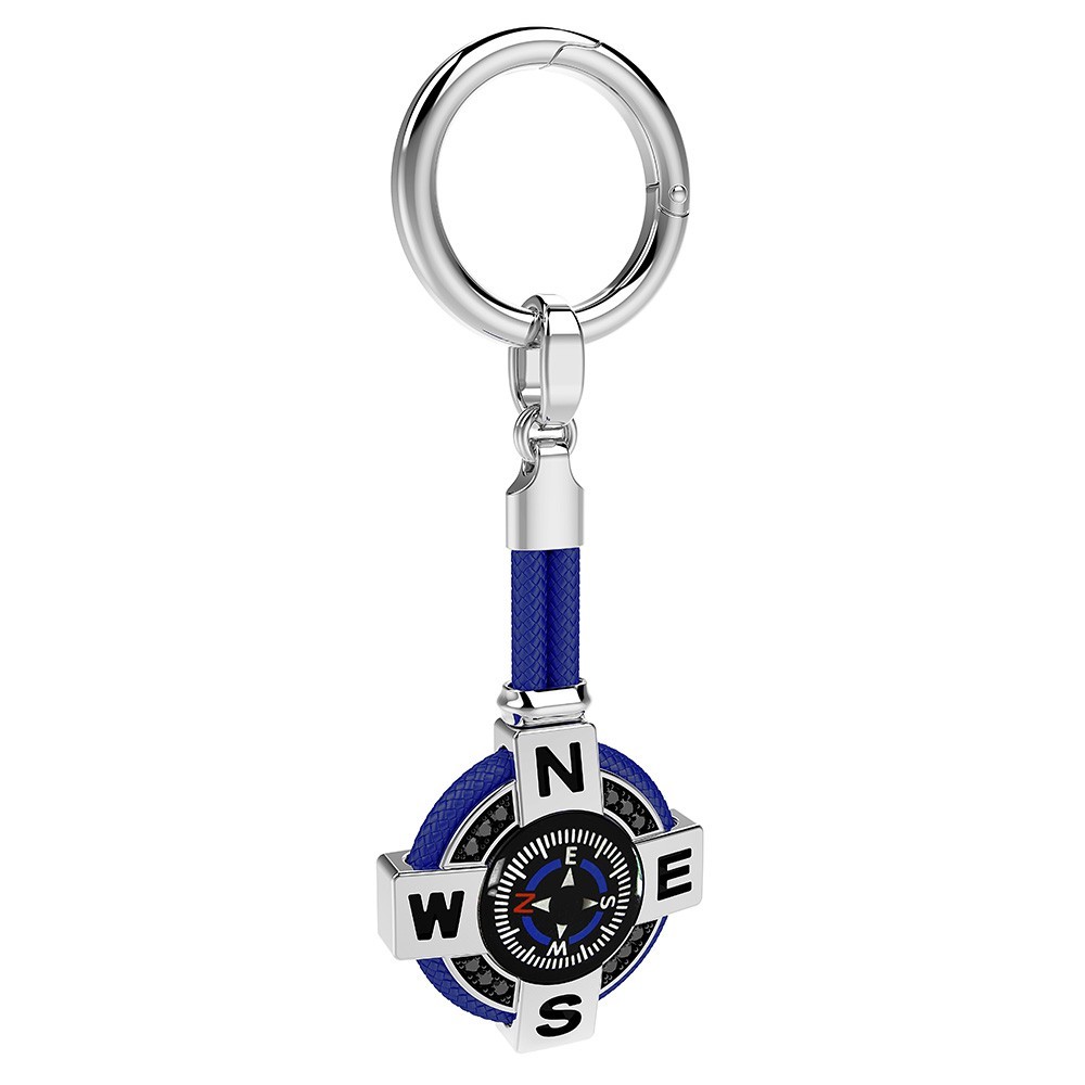 Zancan Portachiavi Zancan in argento con bussola nera e spinelli neri