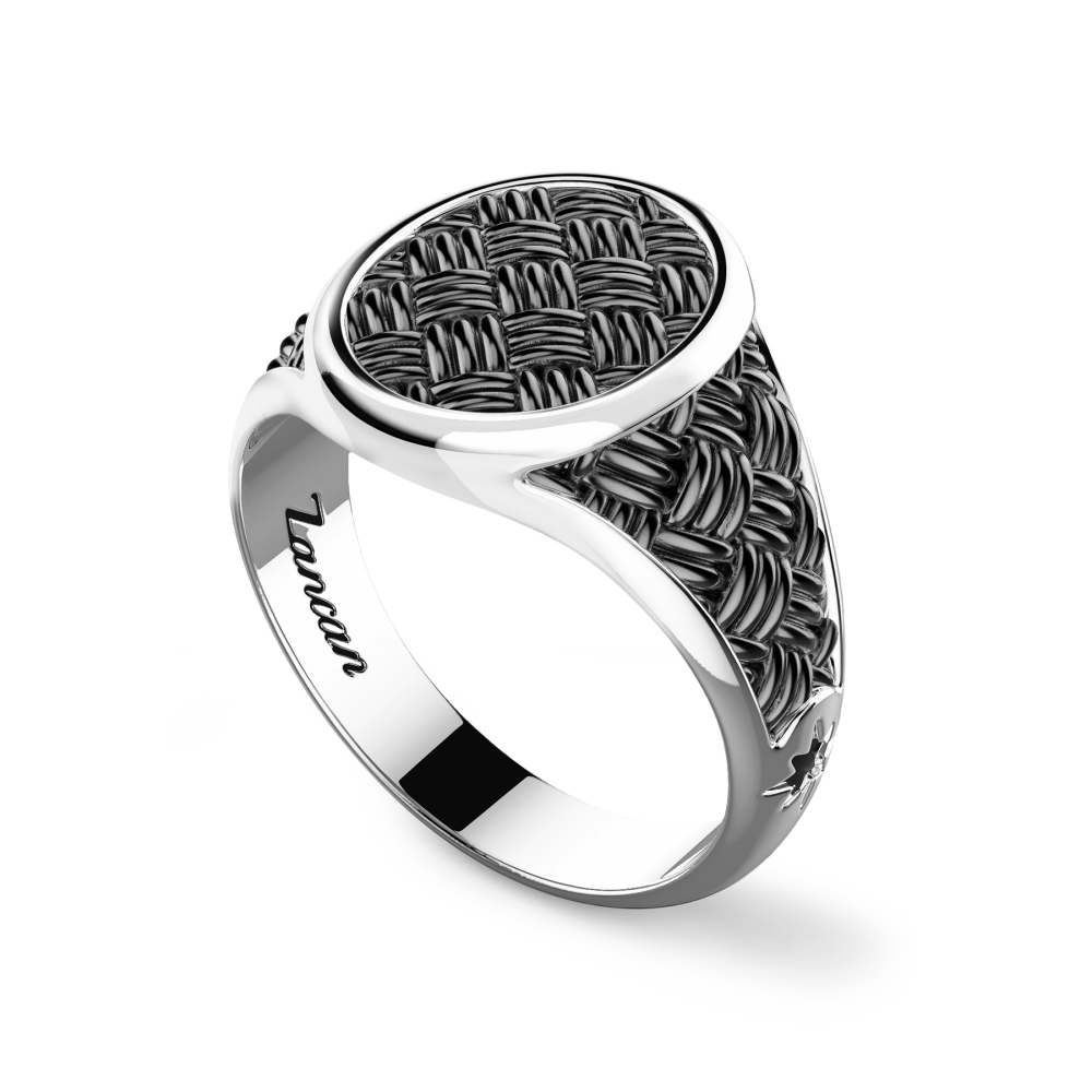 Zancan Anello Chevalier Zancan In Argento Brunito