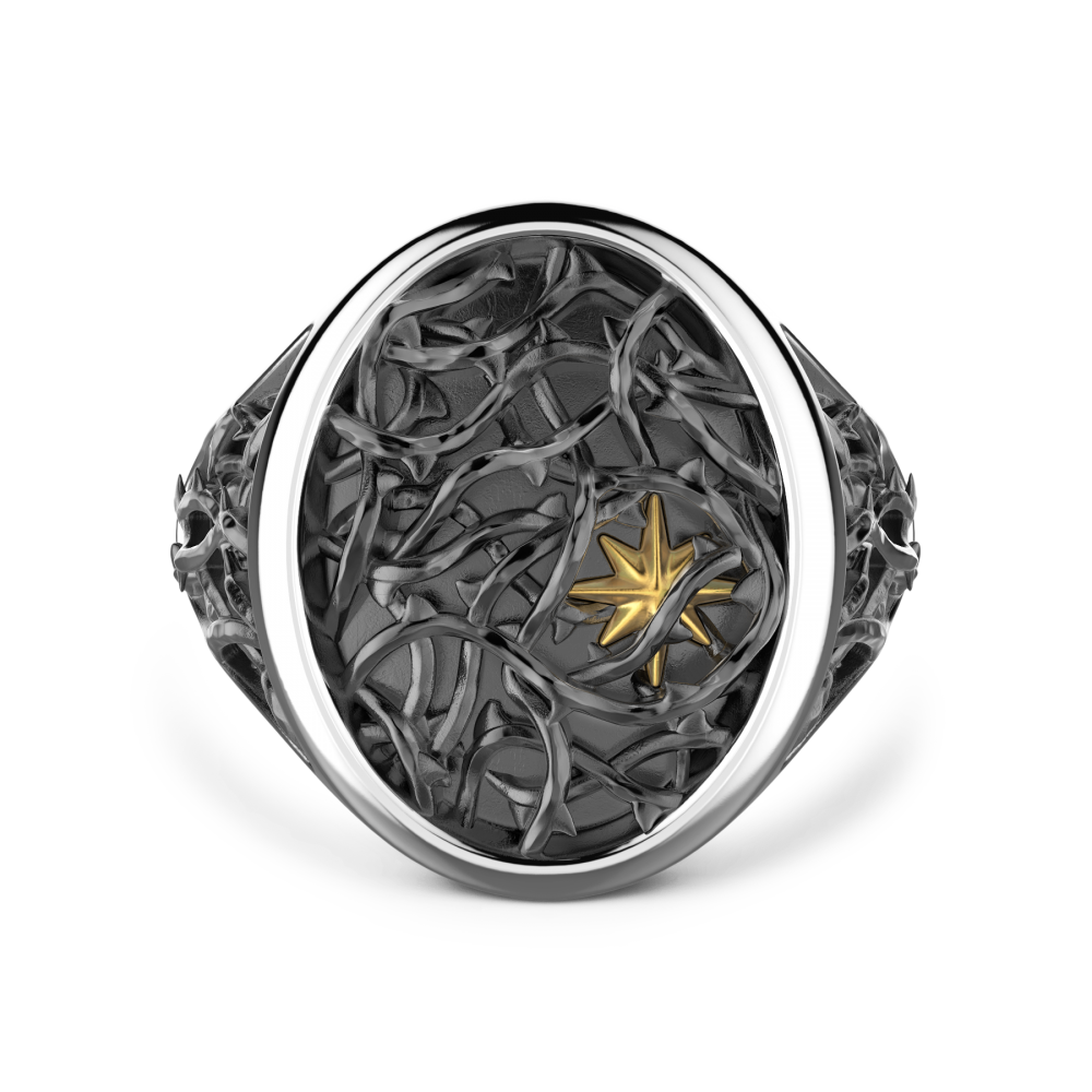 Zancan Anello chevalier Zancan spinato in argento