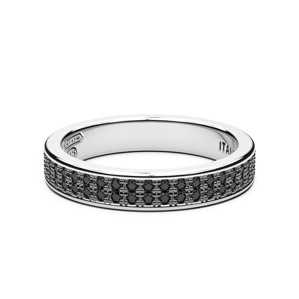 Zancan Anello in argento con pietre nere