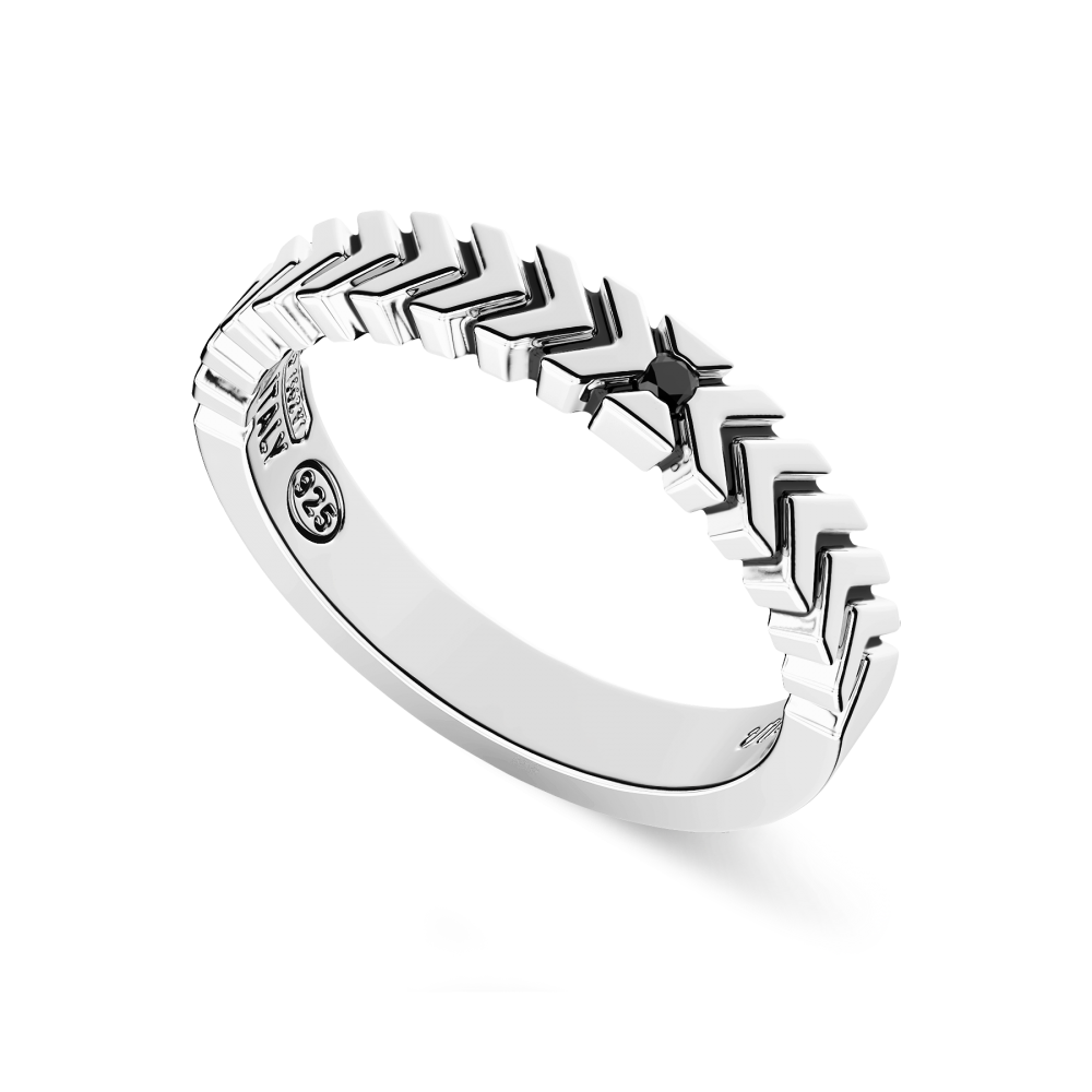 Zancan Anello In Argento Con Spinelli Neri