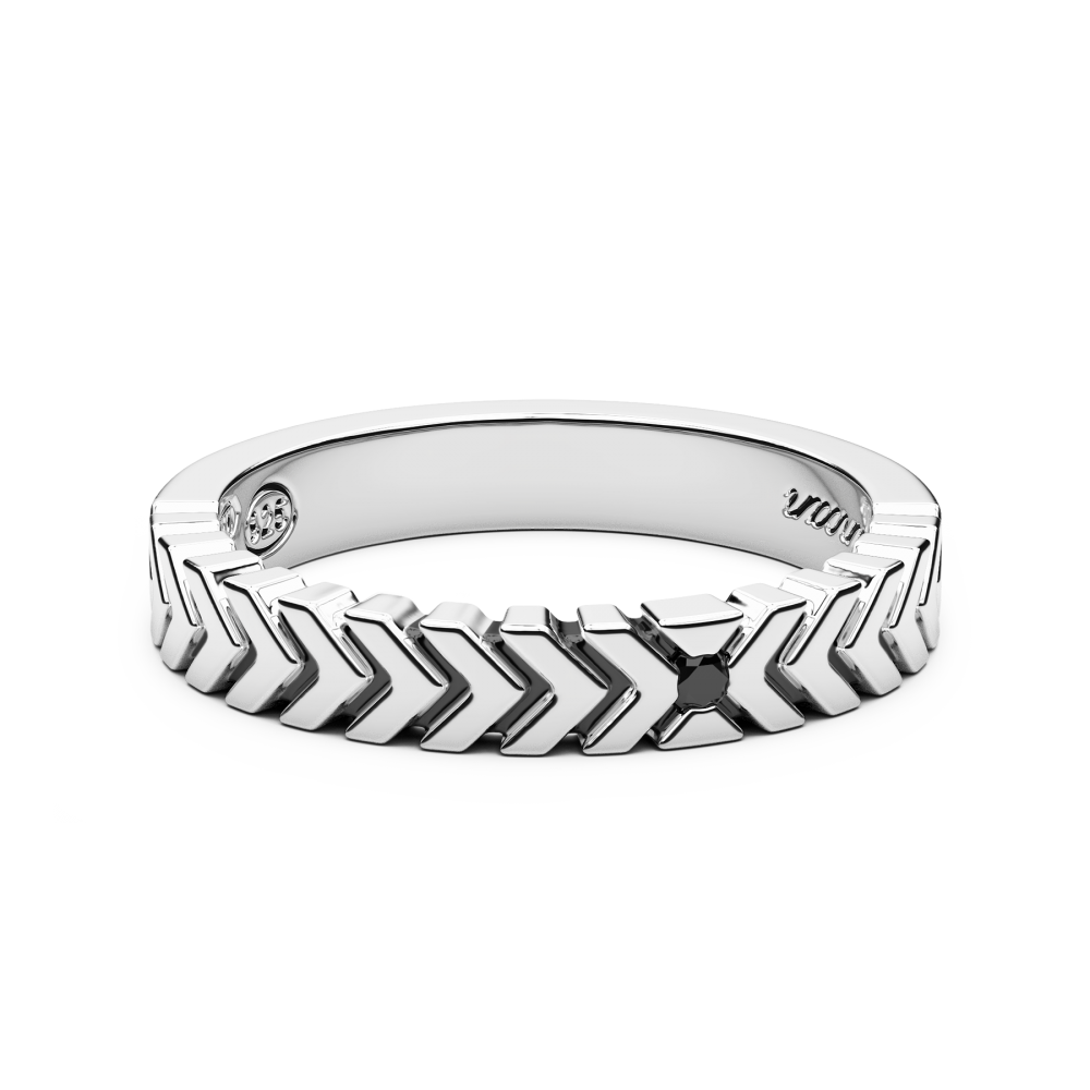 Zancan Anello In Argento Con Spinelli Neri