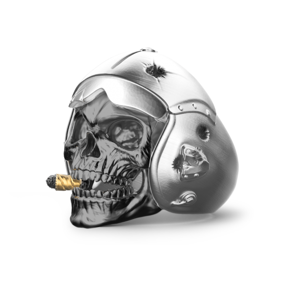 Zancan Anello Zancan in argento a teschio aviatore