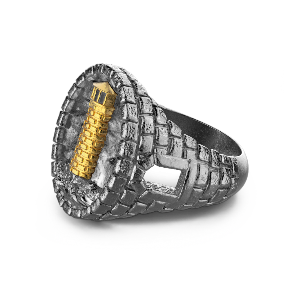 Zancan Anello Zancan In Argento Brunito Con Faro