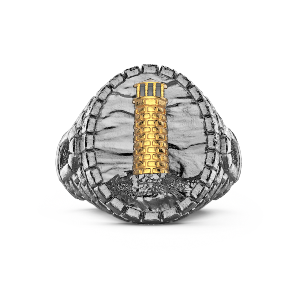 Zancan Anello Zancan in argento brunito con faro