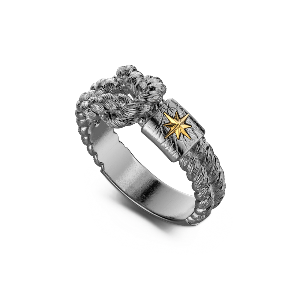 Zancan Anello Zancan In Argento Brunito Con Nodo