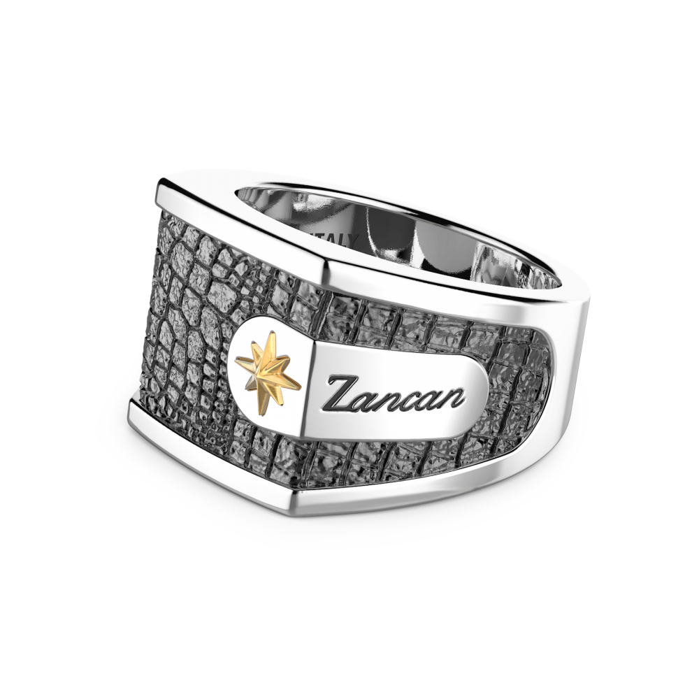 Zancan Anello Zancan In Argento Con Effetto Pelle