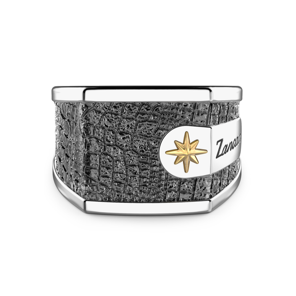 Zancan Anello Zancan in argento con effetto pelle