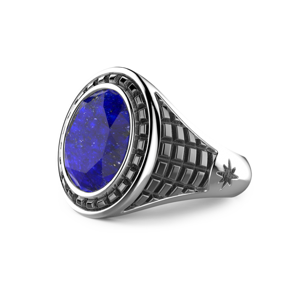 Zancan Anello Zancan In Argento Con Pietra Blu