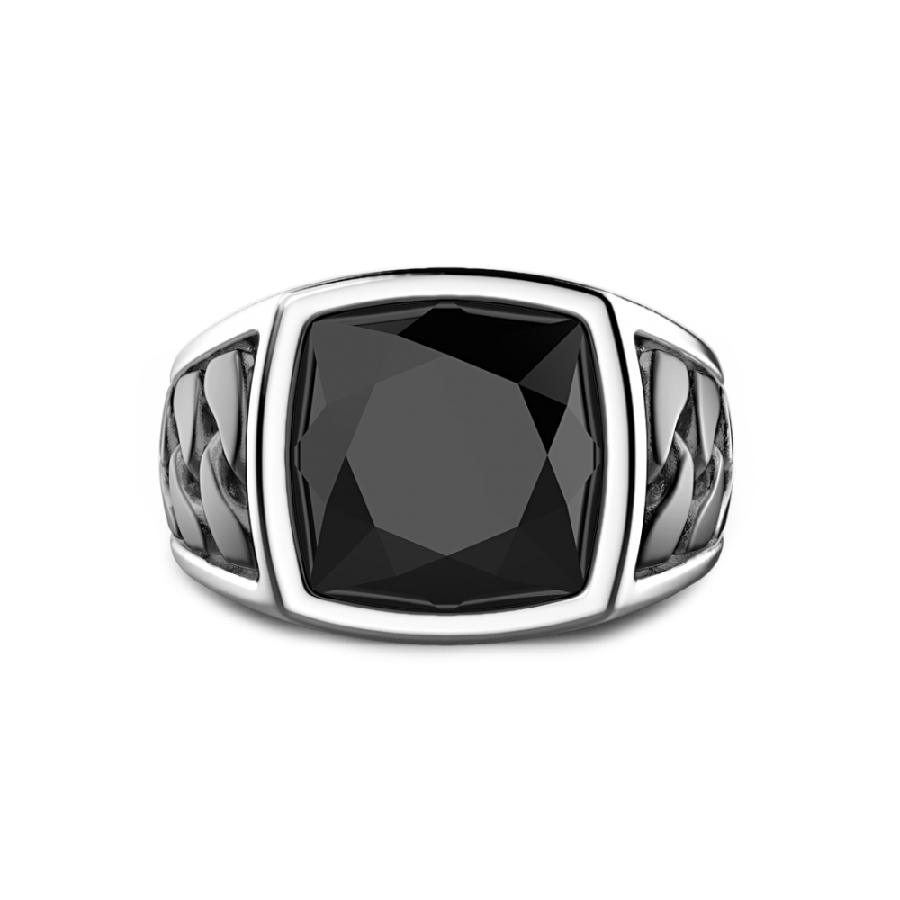 Zancan Anello Zancan in argento con pietra nera