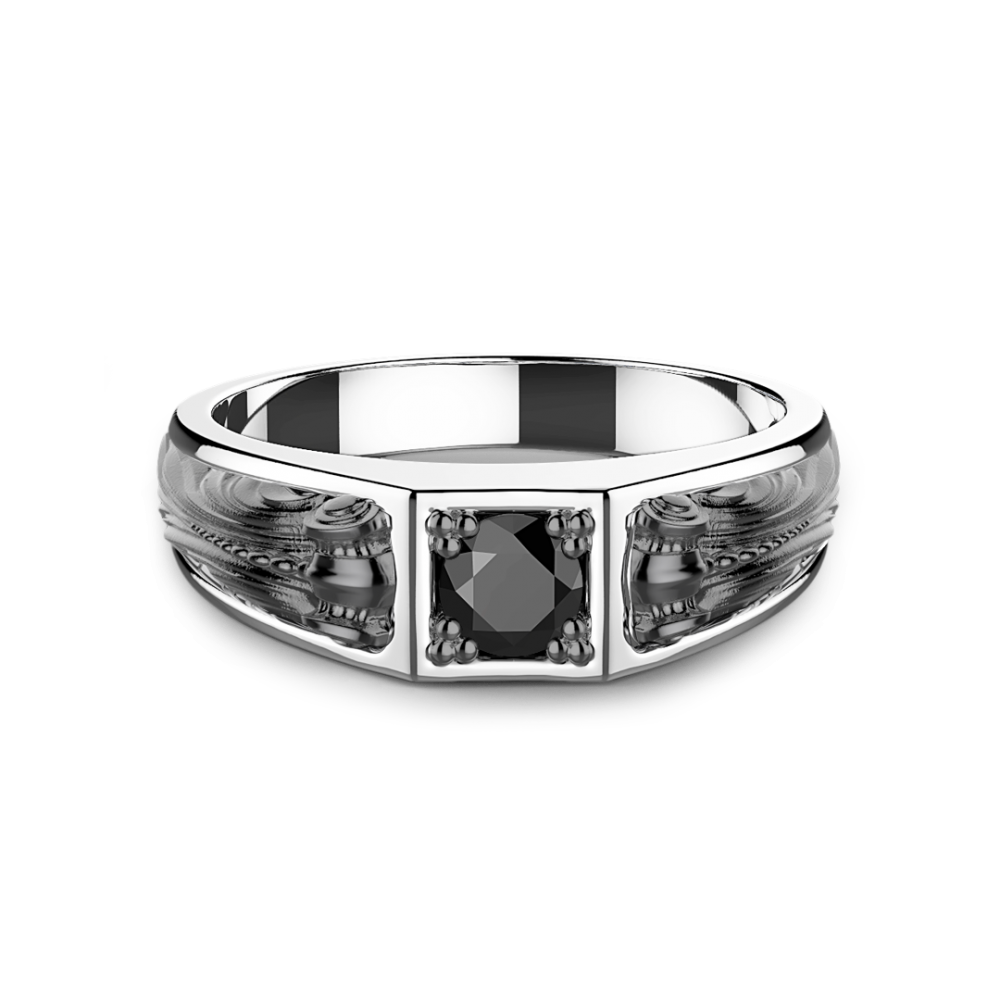 Zancan Anello Zancan in argento con pietra nera