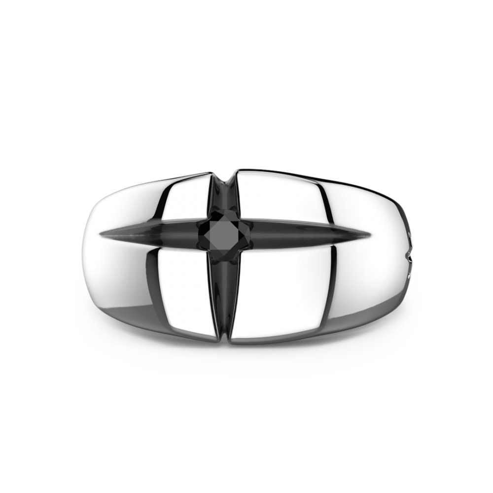 Zancan Anello Zancan in argento con pietra nera