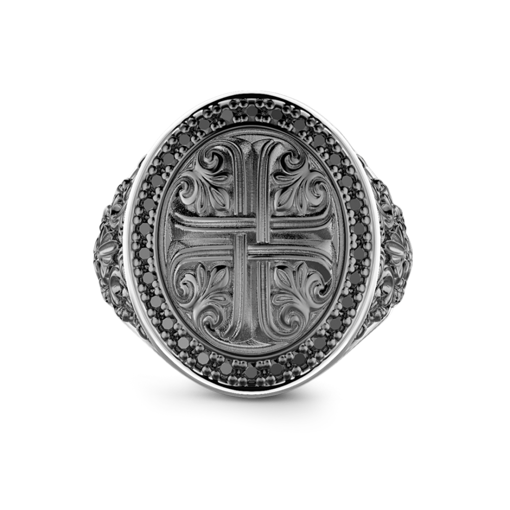 Zancan Anello Zancan in argento con pietre nere