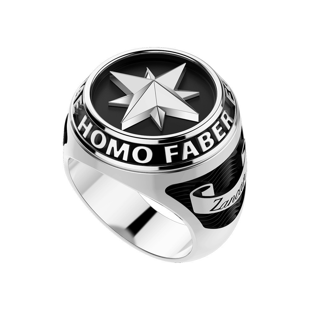 Zancan Anello Zancan In Argento Con Rosa Dei Venti