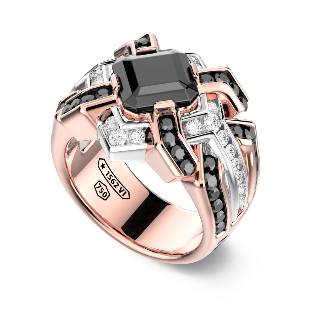 Zancan Anello Zancan In Oro 18kt Con Diamante Nero