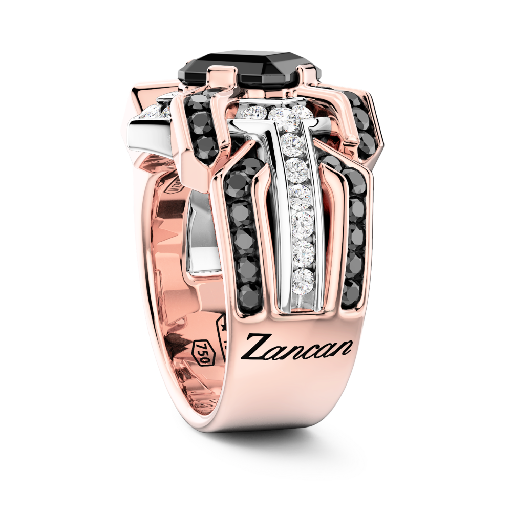 Zancan Anello Zancan In Oro 18kt Con Diamante Nero
