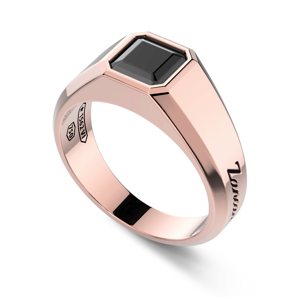 Zancan Anello Zancan In Oro 18kt Con Diamante Nero