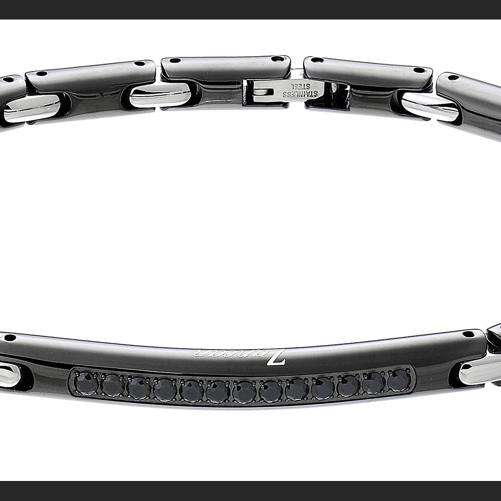 Zancan Bracciale Zancan In Acciaio Con Pietre Nere