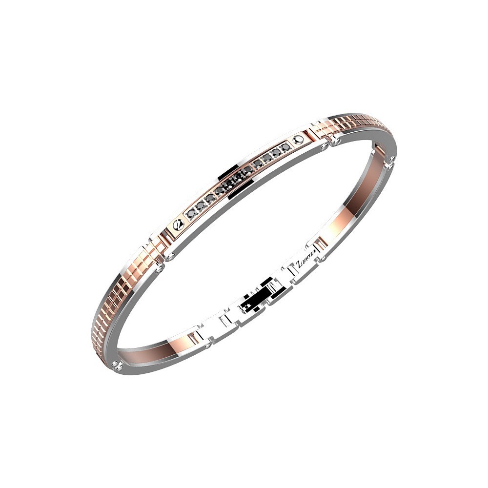 Zancan Bracciale Zancan in acciaio e pietre nere