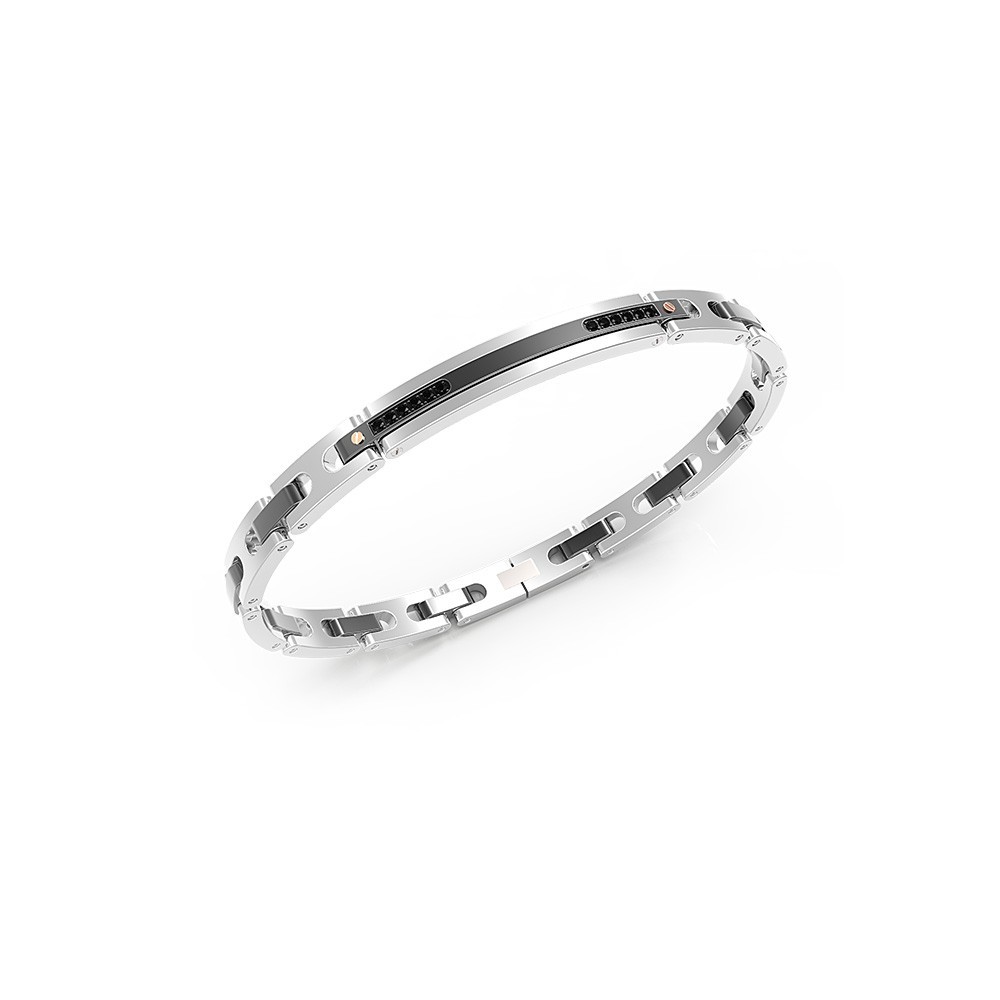 Zancan Bracciale Zancan in acciaio nero e pietre
