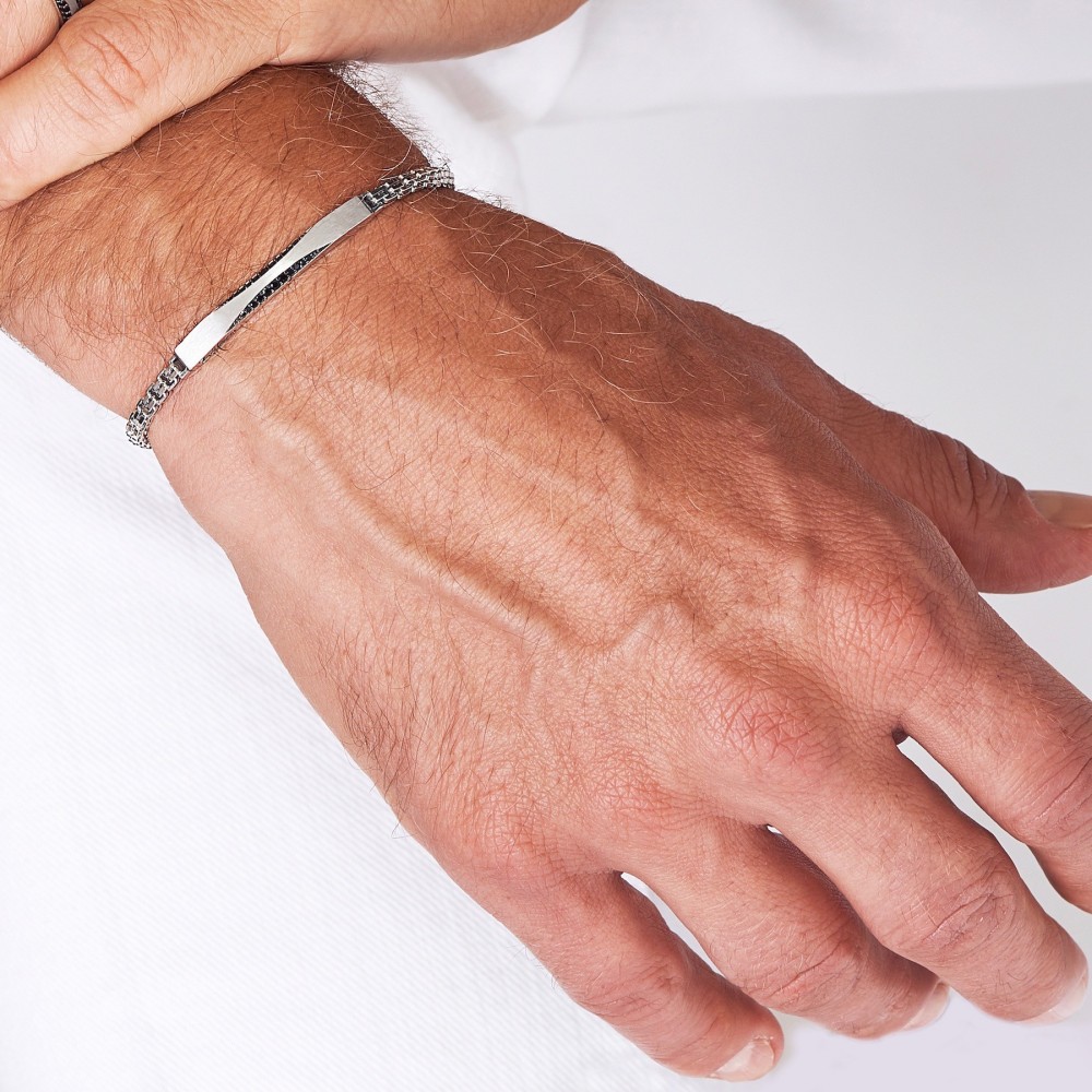 Zancan Bracciale Zancan In Argento Con Pietre Nere