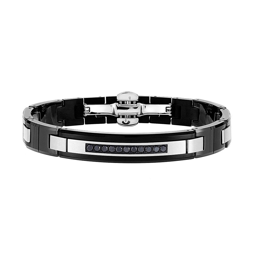 Zancan Bracciale Zancan in ceramica nera e pietre