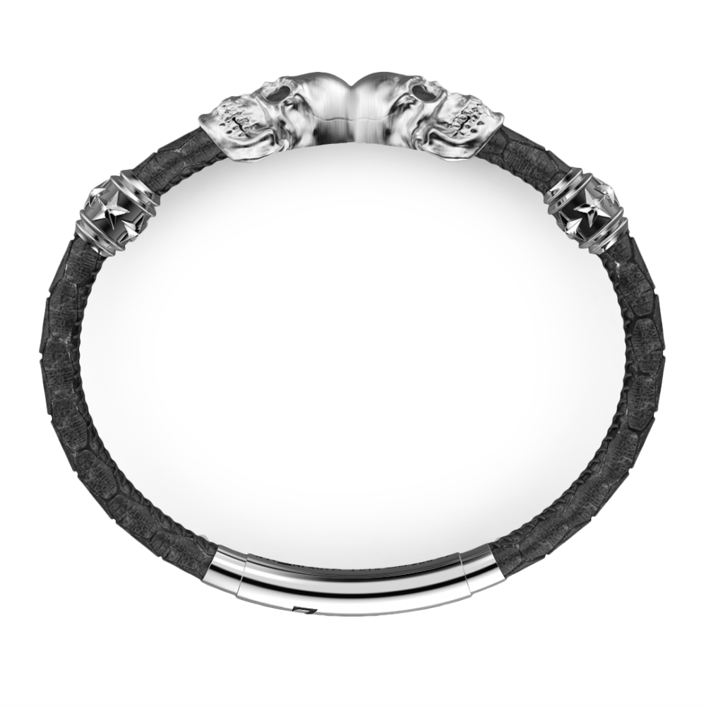 Zancan Bracciale Zancan In Pelle Con Teschi