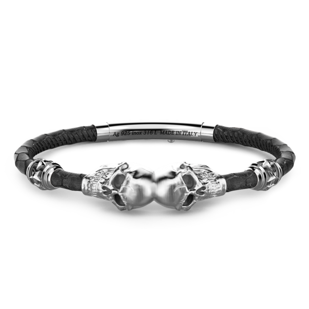 Zancan Bracciale Zancan in pelle con teschi