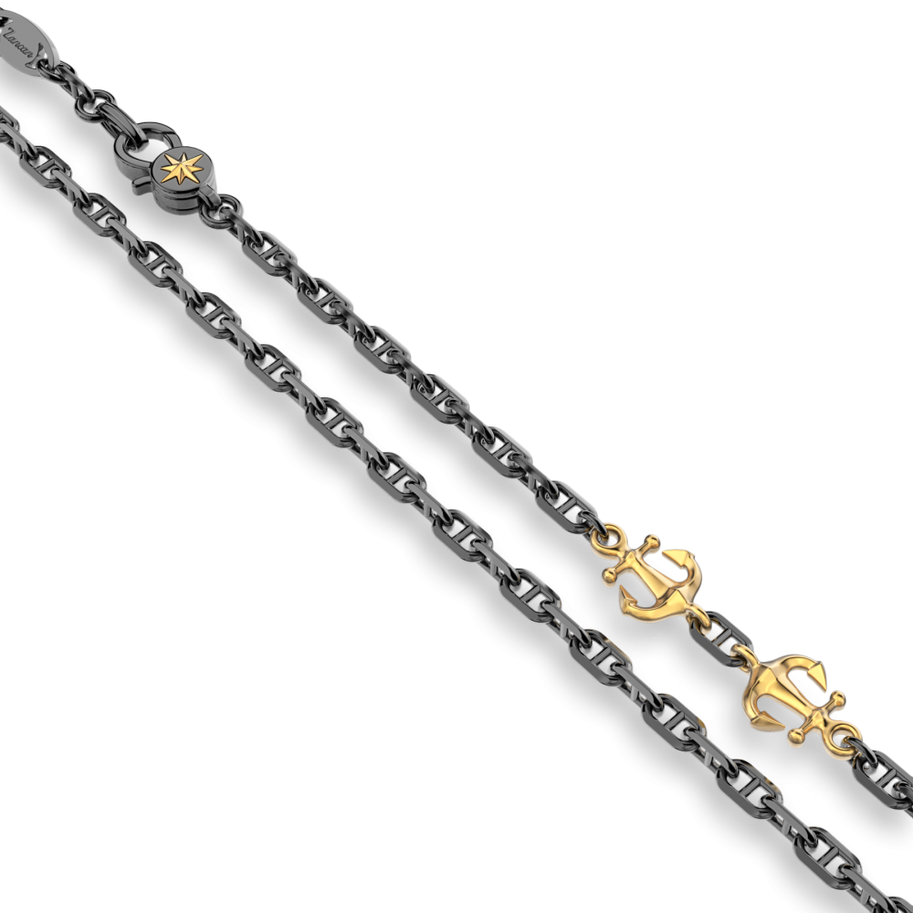 Zancan Collana In Argento Con Ancore