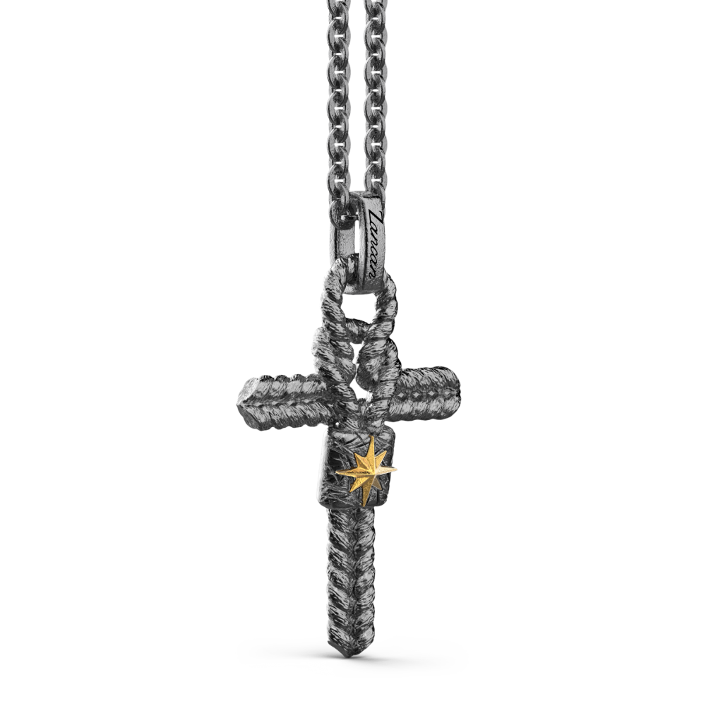 Zancan Collana In Argento Con Croce E Nodo Piccolo