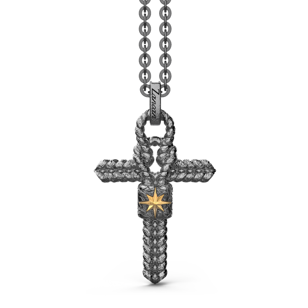 Zancan Collana in argento con croce e nodo piccolo
