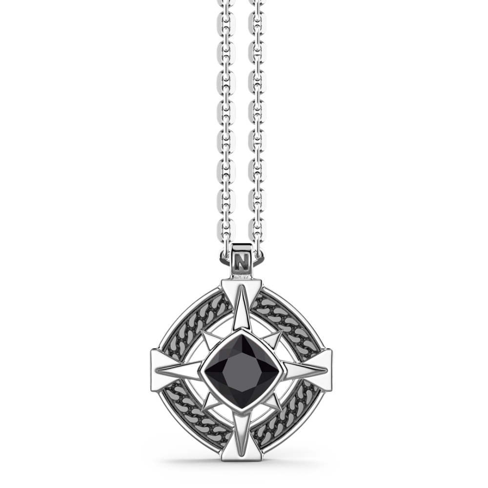 Zancan Collana In Argento Con Onice Sul Pendente