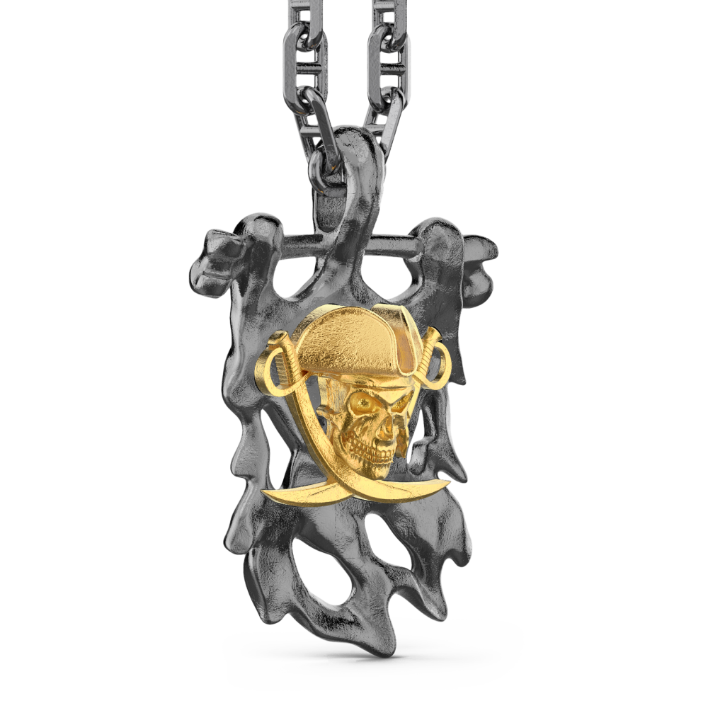 Zancan Collana In Argento Con Pendente A Pirata