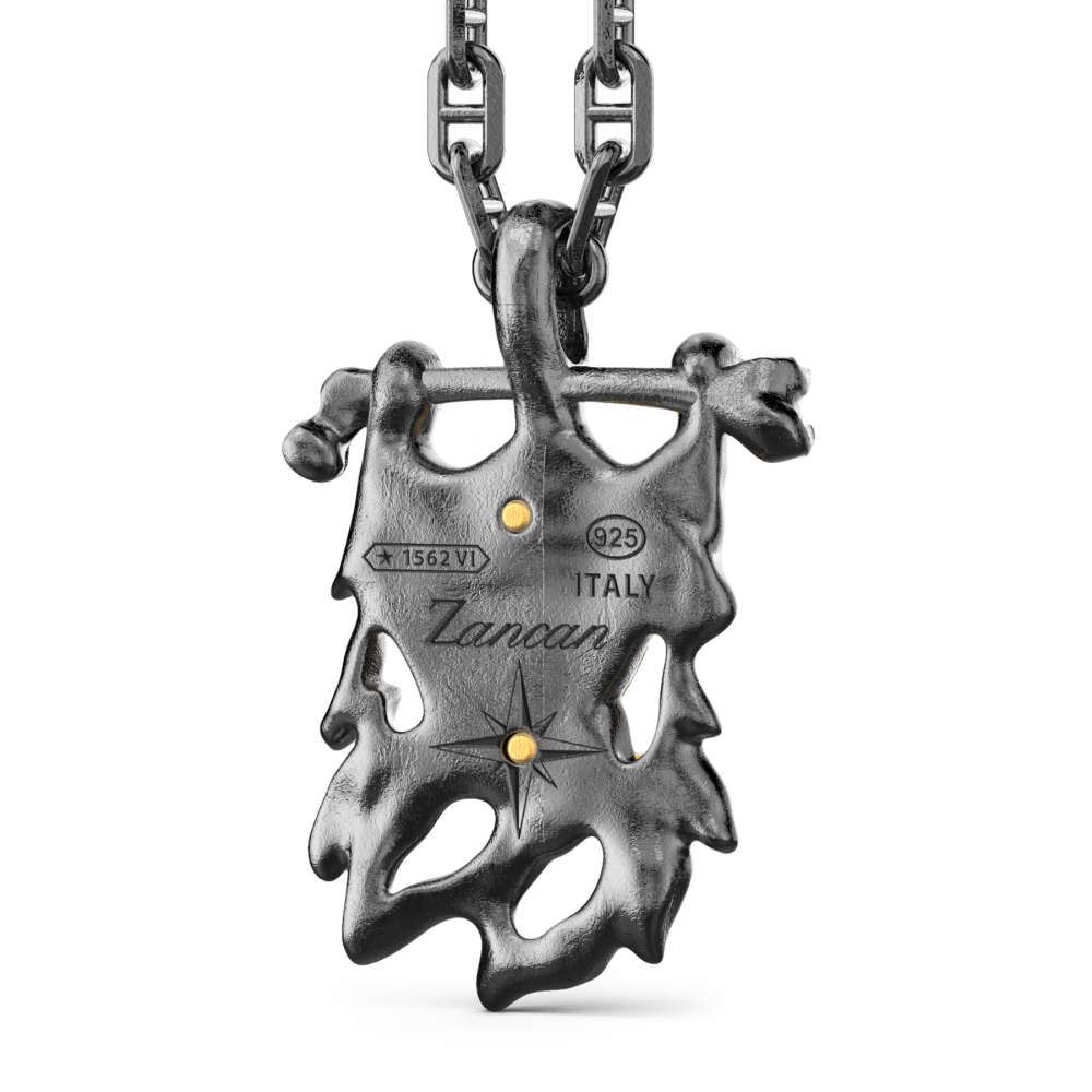 Zancan Collana In Argento Con Pendente A Pirata