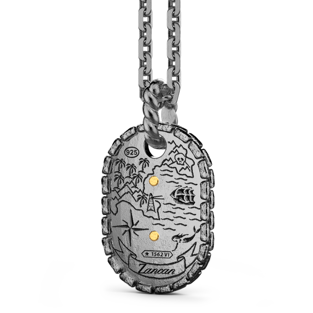 Zancan Collana Zancan In Argento Brunito Con Faro