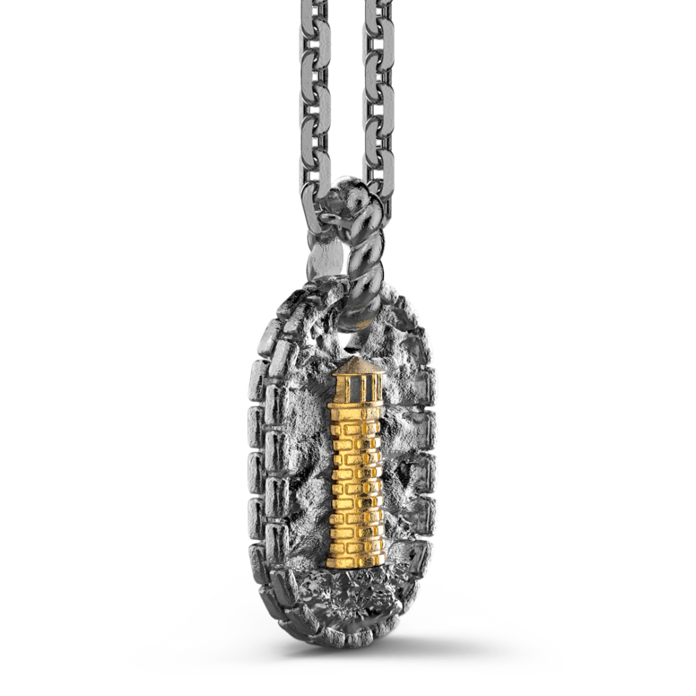 Zancan Collana Zancan In Argento Brunito Con Faro