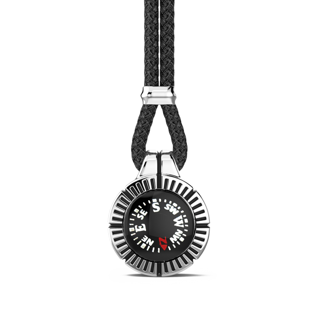 Zancan Collana Zancan in argento con bussola nera