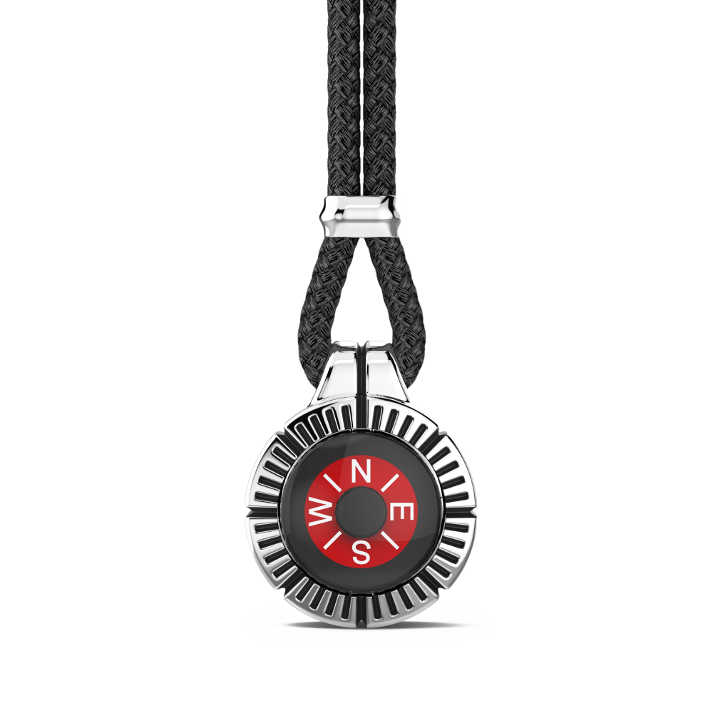 Zancan Collana Zancan in argento con bussola rossa