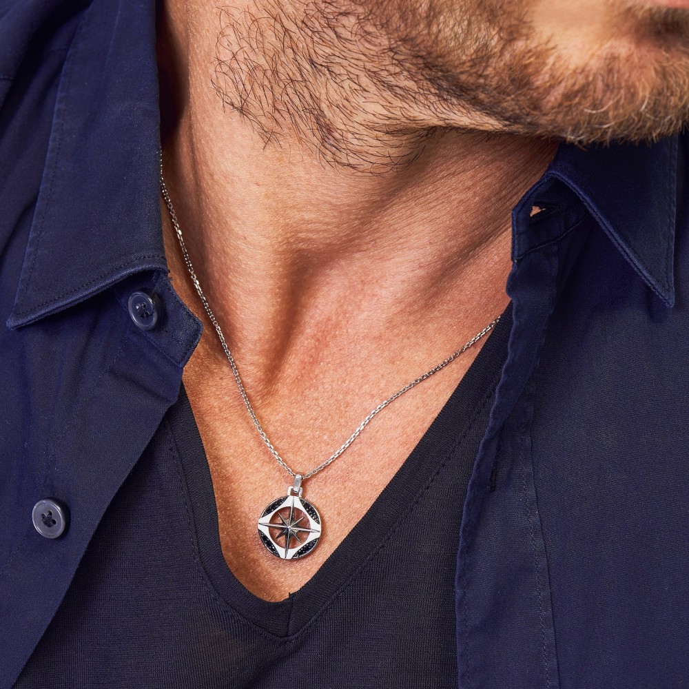 Zancan Collana Zancan In Argento Con Pietre Nere