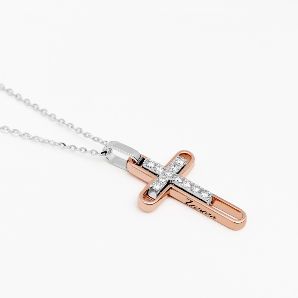 Zancan Collana zancan in oro con croce e diamanti