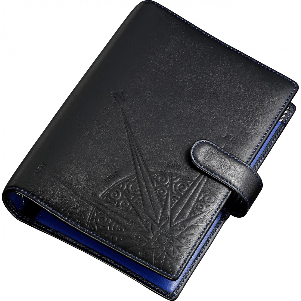 Zancan Organiser in pelle nera e interni blu