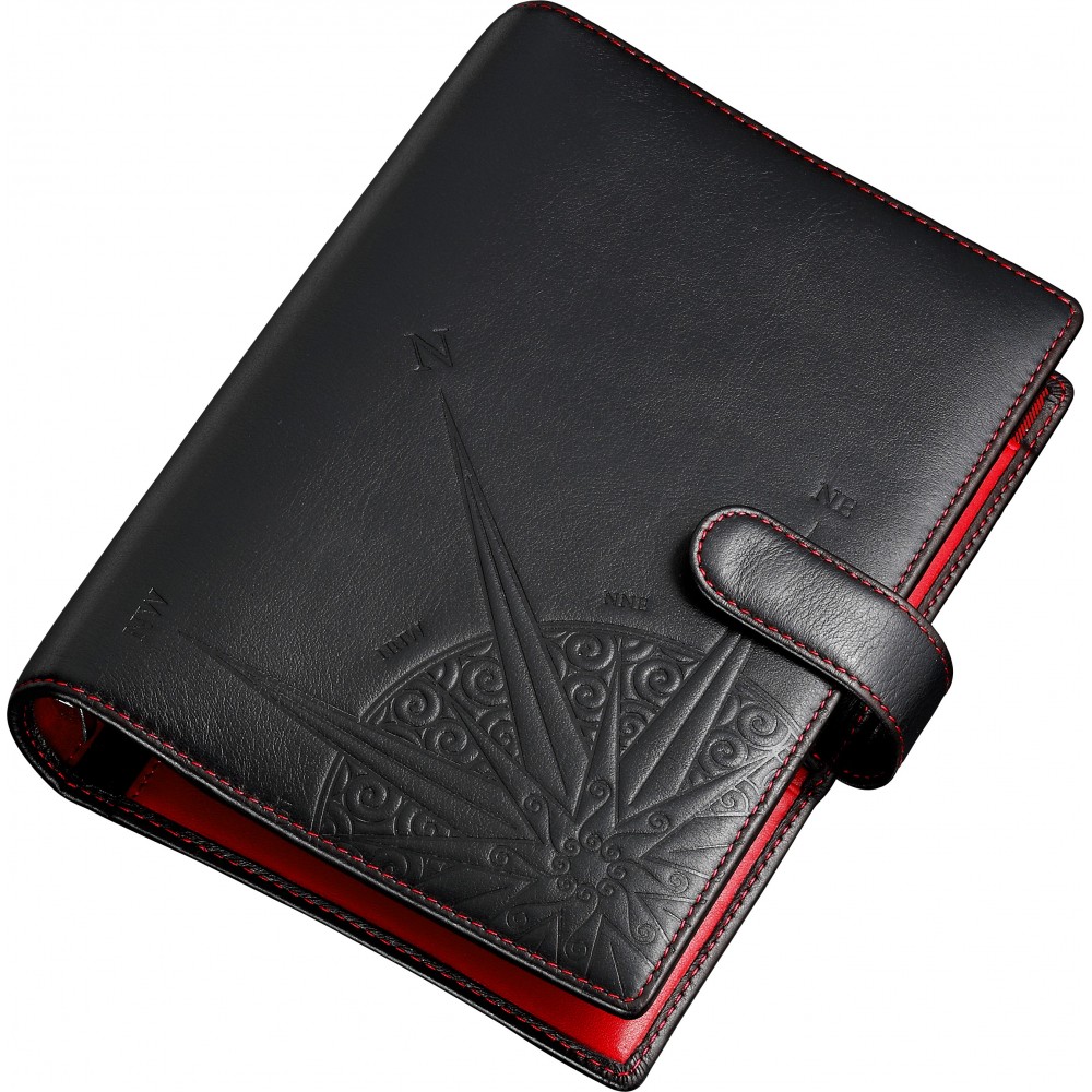 Zancan Organiser in pelle nera e interni rossi