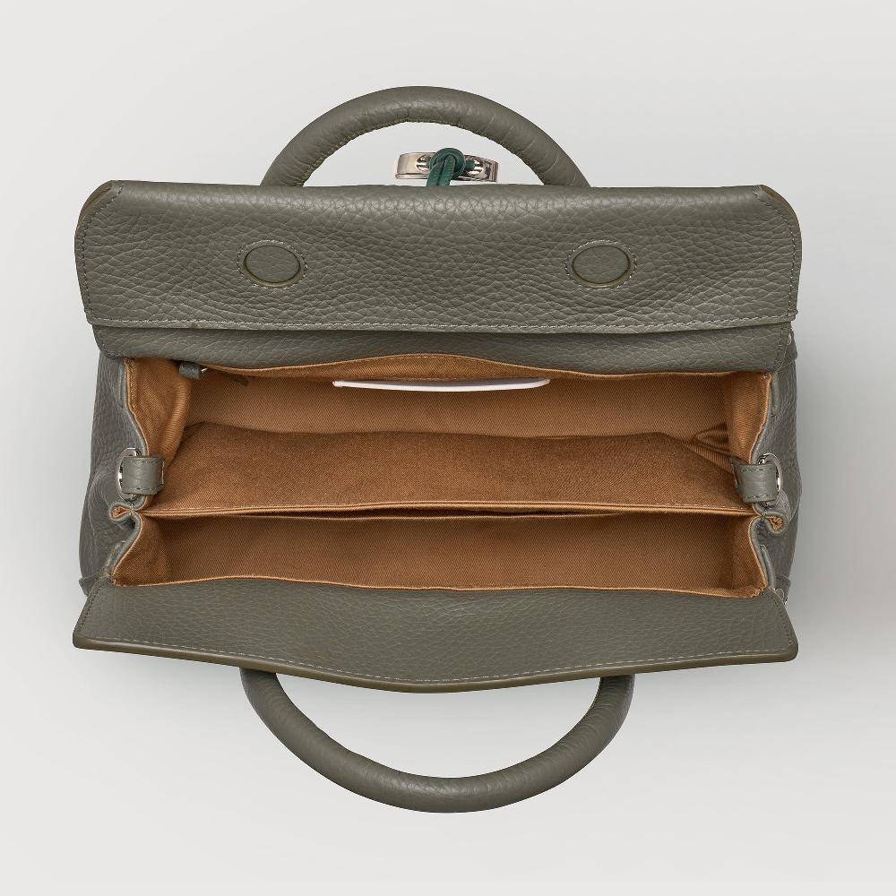 Zanellato BORSA DOTTA® SMALL IN PELLE MARTELLATA GREEN LICHENE | Zanellato