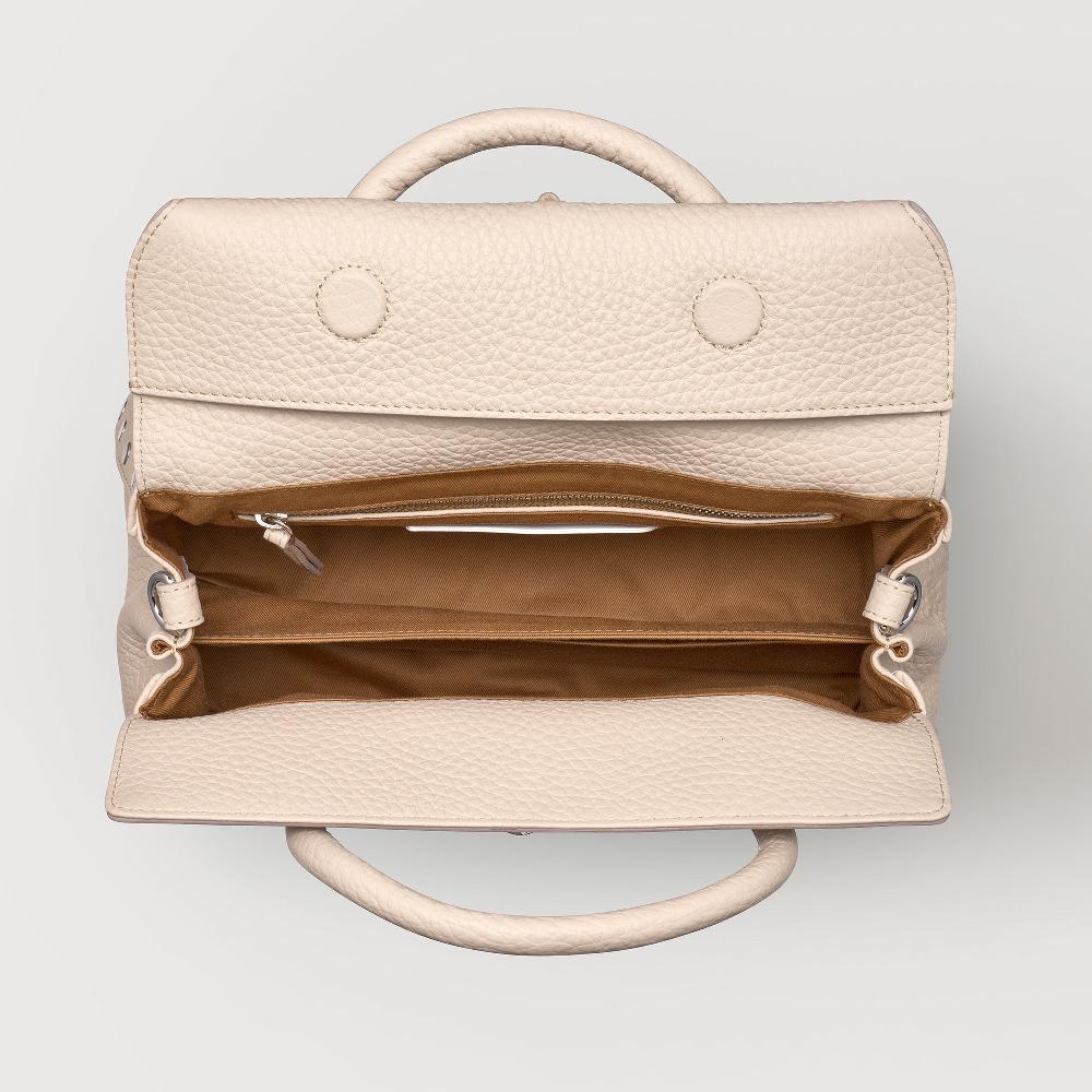 Zanellato BORSA DOTTA® SMALL IN PELLE MARTELLATA WHITE ALABASTRO | Zanellato