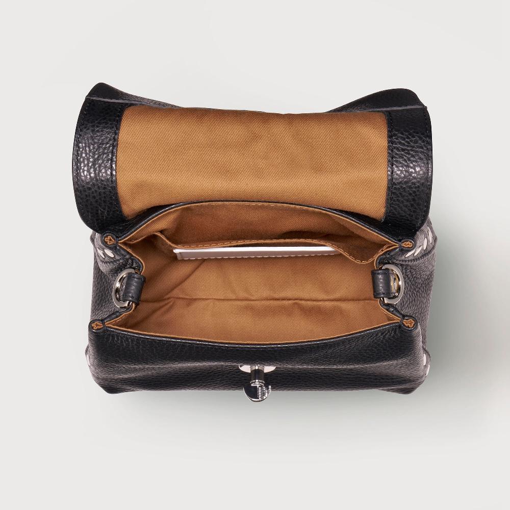 Zanellato BORSA POSTINA® BABY IN PELLE MARTELLATA BLACK NERO | Zanellato